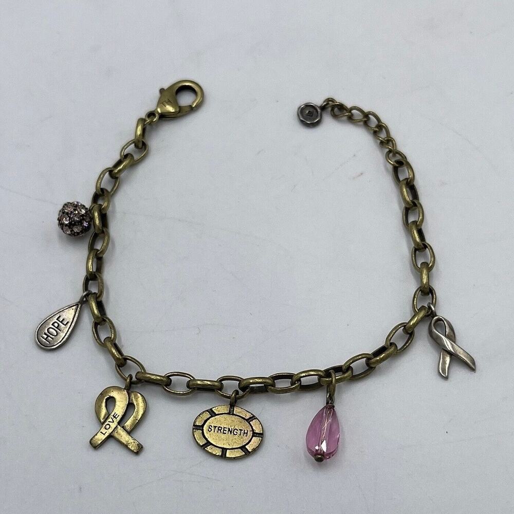 Silpada Think Pink Out Loud Breast‎ Cancer Awareness Charm 925 Brass Bracelet